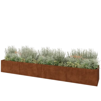 Cortenový kvetináč XXL - Obdĺžnik - 480 x 80 x 60 cm - So spodnou doskou
