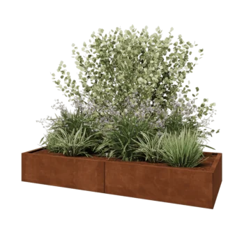 Cortenový kvetináč XXL - Obdĺžnik - 200 x 80 x 30 cm - So spodnou doskou