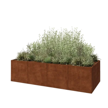Cortenový kvetináč XXL - Obdĺžnik - 320 x 120 x 80 cm - So spodnou doskou