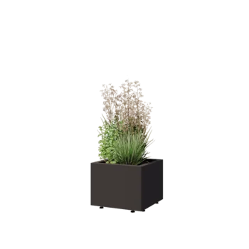 Oceľový kvetináč - Štvorec - 40 x 40 x 30 cm - Iná farba RAL - So spodnou doskou - S nohami