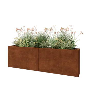 Cortenový kvetináč XXL - Obdĺžnik - 200 x 30 x 60 cm - So spodnou doskou