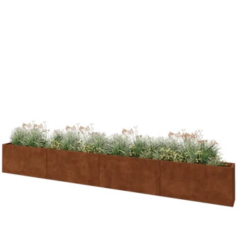 Cortenový kvetináč XXL - Obdĺžnik - 480 x 30 x 60 cm - So spodnou doskou