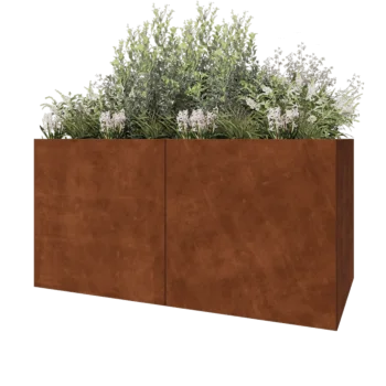Cortenový kvetináč XXL - Obdĺžnik - 200 x 100 x 100 cm - So spodnou doskou