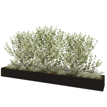 Oceľový kvetináč XXL - Obdĺžnik - 480 x 60 x 40 cm - RAL9005 matný (čierny) - Bez spodnej dosky