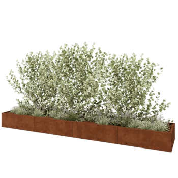 Cortenový kvetináč XXL - Obdĺžnik - 480 x 80 x 40 cm - So spodnou doskou