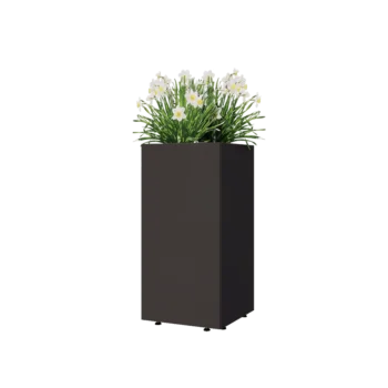 Oceľový kvetináč - Štvorec - 40 x 40 x 80 cm - Iná farba RAL - So spodnou doskou - S nohami