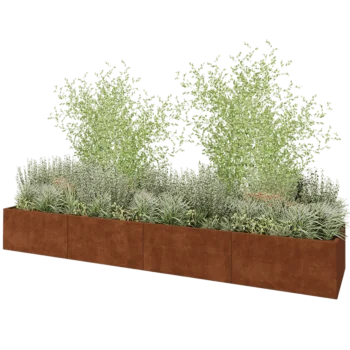 Cortenový kvetináč XXL - Obdĺžnik - 480 x 100 x 60 cm - So spodnou doskou