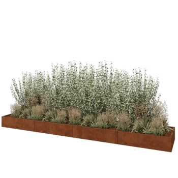 Cortenový kvetináč XXL - Obdĺžnik - 480 x 80 x 30 cm - So spodnou doskou