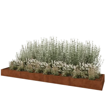 Cortenový kvetináč XXL - Obdĺžnik - 480 x 100 x 30 cm - So spodnou doskou