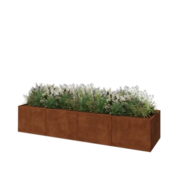 Cortenový kvetináč XXL - Obdĺžnik - 320 x 80 x 60 cm - So spodnou doskou