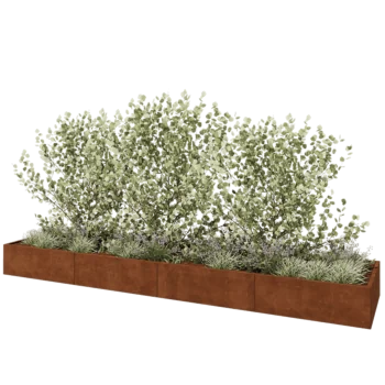 Cortenový kvetináč XXL - Obdĺžnik - 480 x 100 x 40 cm - So spodnou doskou