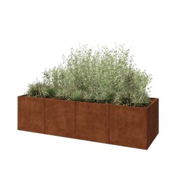 Cortenový kvetináč XXL - Obdĺžnik - 320 x 100 x 80 cm - So spodnou doskou