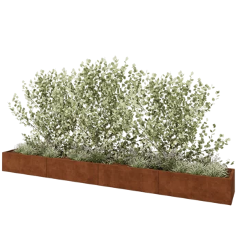 Cortenový kvetináč XXL - Obdĺžnik - 480 x 60 x 40 cm - So spodnou doskou