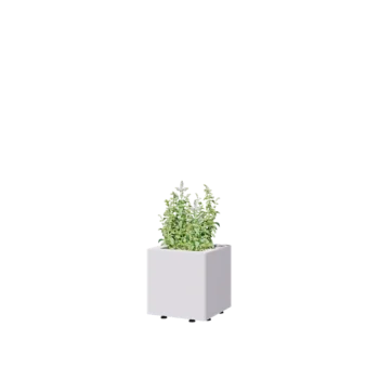 Oceľový kvetináč - Štvorec - 30 x 30 x 30 cm - RAL9010 matný (biela) - So spodnou doskou - S nohami