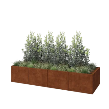 Cortenový kvetináč XXL - Obdĺžnik - 320 x 100 x 60 cm - So spodnou doskou