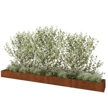 Cortenový kvetináč XXL - Obdĺžnik - 480 x 50 x 30 cm - So spodnou doskou