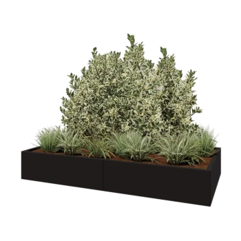 Oceľový kvetináč XXL - Obdĺžnik - 200 x 100 x 30 cm - RAL9005 matný (čierny) - Bez spodnej dosky