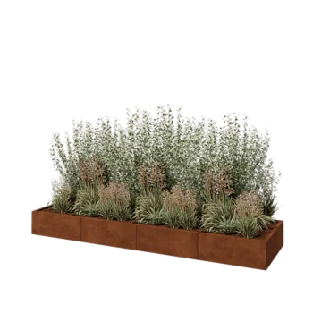 Cortenový kvetináč XXL - Obdĺžnik - 320 x 80 x 30 cm - So spodnou doskou