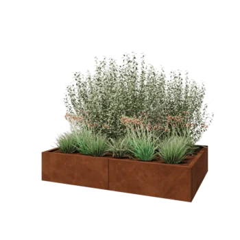 Cortenový kvetináč XXL - Obdĺžnik - 160 x 100 x 30 cm - So spodnou doskou