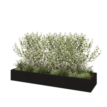 Oceľový kvetináč XXL - Obdĺžnik - 320 x 80 x 40 cm - RAL9005 matný (čierny) - Bez spodnej dosky