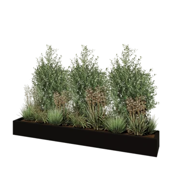 Kvetináč zo sklolaminátu - Obdĺžnik - 200 x 30 x 20 cm - RAL9005 matná (čierna) - S dnom