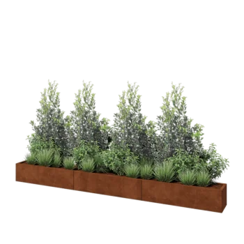Cortenový kvetináč XXL - Obdĺžnik - 360 x 30 x 30 cm - Bez spodnej dosky