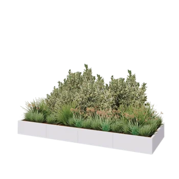 Oceľový kvetináč XXL - Obdĺžnik - 320 x 100 x 30 cm - RAL9010 matný (biela) - Bez spodnej dosky