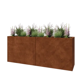 Cortenový kvetináč XXL - Obdĺžnik - 200 x 50 x 80 cm - So spodnou doskou