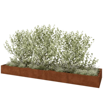 Cortenový kvetináč XXL - Obdĺžnik - 480 x 120 x 40 cm - So spodnou doskou