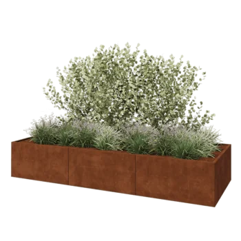 Cortenový kvetináč XXL - Obdĺžnik - 360 x 120 x 60 cm - So spodnou doskou
