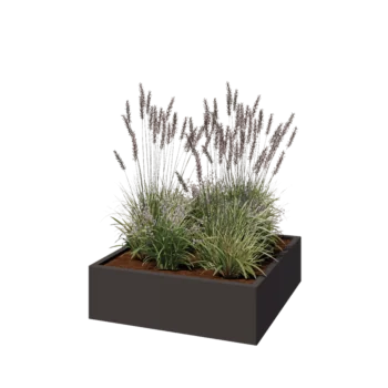 Oceľový kvetináč - Štvorec - 100 x 100 x 30 cm - RAL7016 matný (antracitová sivá) - Bez spodnej dosky