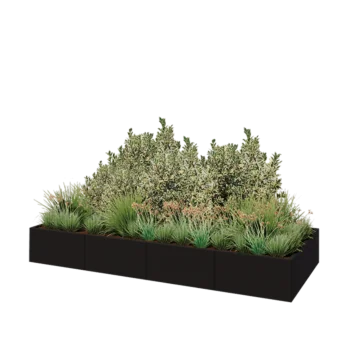 Oceľový kvetináč XXL - Obdĺžnik - 320 x 120 x 40 cm - RAL9005 matný (čierny) - Bez spodnej dosky