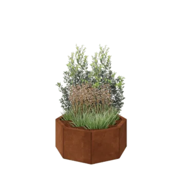 Cortenový kvetináč - Osembuholník - 72,4 x 72,4 x 30 cm - So spodnou doskou