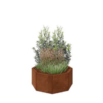 Cortenový kvetináč - Osembuholník - 72,4 x 72,4 x 30 cm - So spodnou doskou - S nohami
