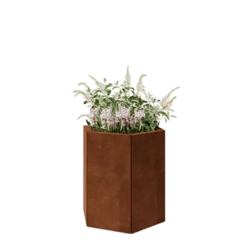 Cortenový kvetináč - Šesťuholník - 59,3 x 52 x 60 cm - Bez spodnej dosky