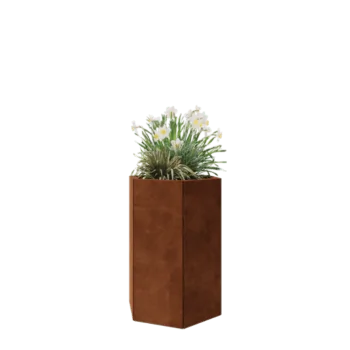 Cortenový kvetináč - Šesťuholník - 59,3 x 52 x 80 cm - Bez spodnej dosky