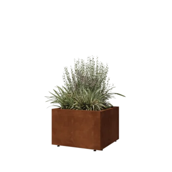 Cortenový kvetináč - Štvorec - 60 x 60 x 40 cm - So spodnou doskou - S nohami