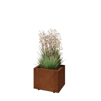 Cortenový kvetináč - Obdĺžnik - 40 x 30 x 30 cm - So spodnou doskou - S nohami