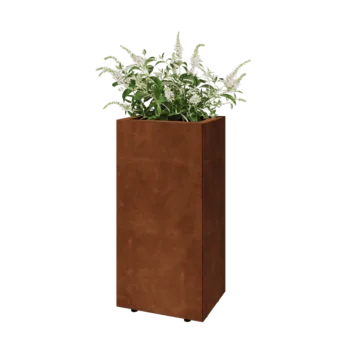 Cortenový kvetináč - Obdĺžnik - 40 x 30 x 80 cm - So spodnou doskou - S nohami