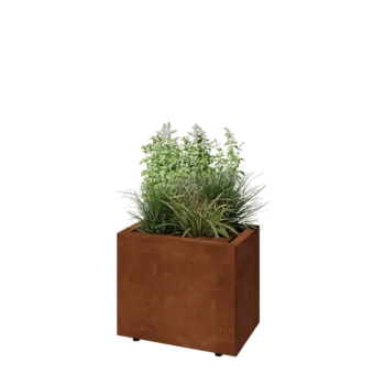 Cortenový kvetináč - Obdĺžnik - 50 x 30 x 40 cm - So spodnou doskou - S nohami