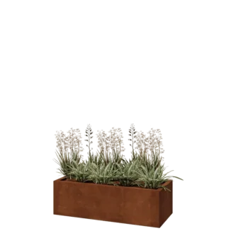 Cortenový kvetináč - Obdĺžnik - 100 x 40 x 30 cm - So spodnou doskou