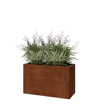 Cortenový kvetináč - Obdĺžnik - 100 x 40 x 60 cm - So spodnou doskou