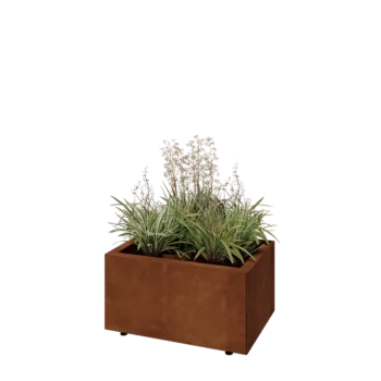 Cortenový kvetináč - Obdĺžnik - 60 x 40 x 30 cm - So spodnou doskou - S nohami