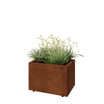 Cortenový kvetináč - Obdĺžnik - 60 x 40 x 40 cm - So spodnou doskou - S nohami