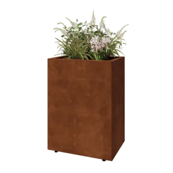 Cortenový kvetináč - Obdĺžnik - 60 x 40 x 80 cm - So spodnou doskou - S nohami