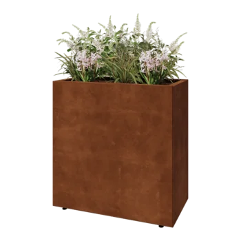 Cortenový kvetináč - Obdĺžnik - 80 x 40 x 80 cm - So spodnou doskou - S nohami