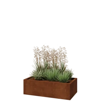 Cortenový kvetináč - Obdĺžnik - 100 x 50 x 30 cm - So spodnou doskou