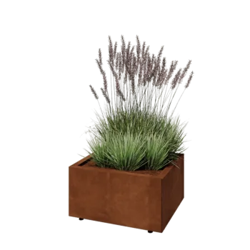Cortenový kvetináč - Obdĺžnik - 60 x 50 x 30 cm - So spodnou doskou - S nohami