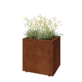 Cortenový kvetináč - Obdĺžnik - 60 x 50 x 60 cm - So spodnou doskou - S nohami