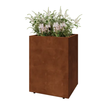 Cortenový kvetináč - Obdĺžnik - 60 x 50 x 80 cm - So spodnou doskou - S nohami
